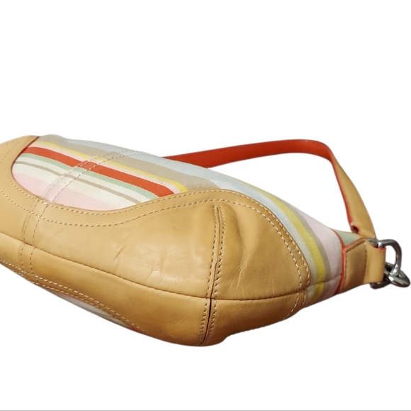 Coach Mini Soho Hampton Pastel Stripe Sateen & Leather Hobo Bag Gently Loved - Picture 7 of 10